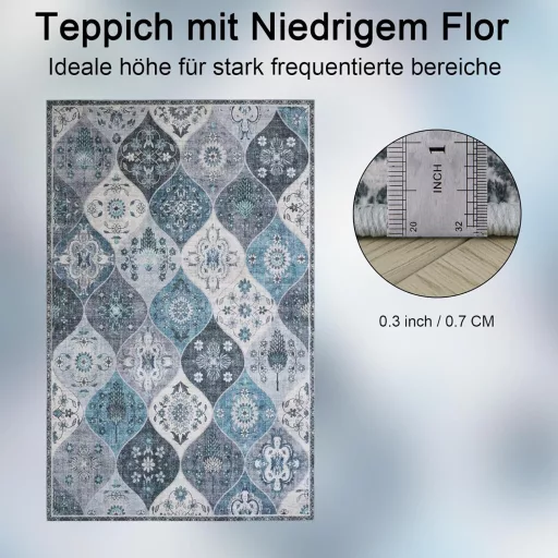 Xfrog Virágmintás Boho Szőnyeg 160x230cm - Csúszásmentes Mosható Puha Szőnyeg Nappalihoz