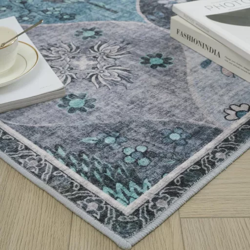 Xfrog Virágmintás Boho Szőnyeg 160x230cm - Csúszásmentes Mosható Puha Szőnyeg Nappalihoz