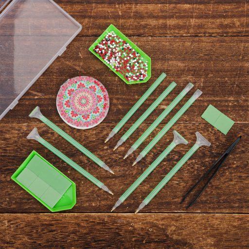 XIHIRCD 21 részes gyémántfestés készlet toll ragasztó csipesz tálca zöld