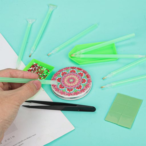 XIHIRCD 21 részes gyémántfestés készlet toll ragasztó csipesz tálca zöld