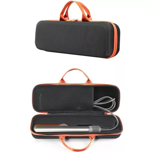 Husă de călătorie rigidă EUGOOCX pentru Dyson Airstrait - cutie de depozitare pentru placă de păr, negru/portocaliu
