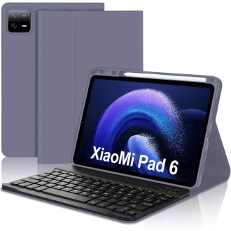   JADEMALL Xiaomi Pad 6/6 Pro 11" AZERTY Bluetooth tipkovnica s futrolom, ljubičasta