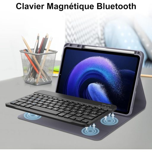 JADEMALL Xiaomi Pad 6/6 Pro 11" AZERTY Bluetooth tipkovnica s futrolom, ljubičasta