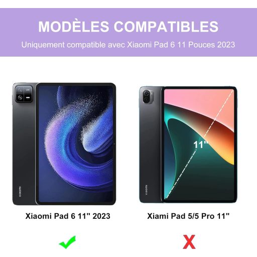 JADEMALL Xiaomi Pad 6/6 Pro 11" AZERTY Bluetooth billentyűzet tok, lila