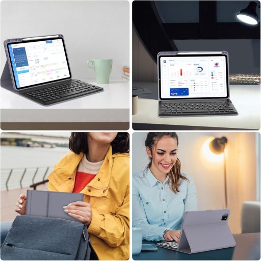 JADEMALL Xiaomi Pad 6/6 Pro 11" AZERTY Bluetooth billentyűzet tok, lila