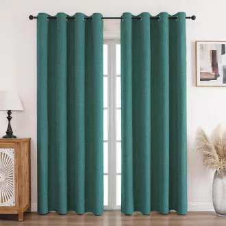   CUCRAF 100% Blackout Linen Szövetű Sötétítő Függöny Erdőzöld 214x132cm 2db