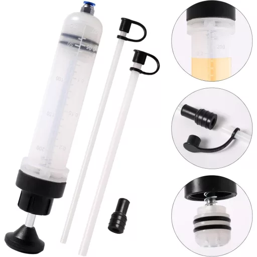 LEMOTO 200ml Olajszívó Fecskendő - Kézi Folyadék Szivattyú Fékfolyadékhoz, Motorolajhoz, Hűtőfolyadékhoz - Autó Olajleszívó Pumpa - 200cc-1