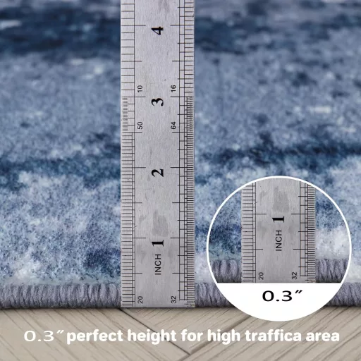 Xfrog Moderni Apstraktni Perivi Tepih za Dnevni Boravak i Spavaću Sobu - Kratka Vlakna, Protuklizni, Hipoalergen - Mornarsko Plava-Siva, 120x160 cm