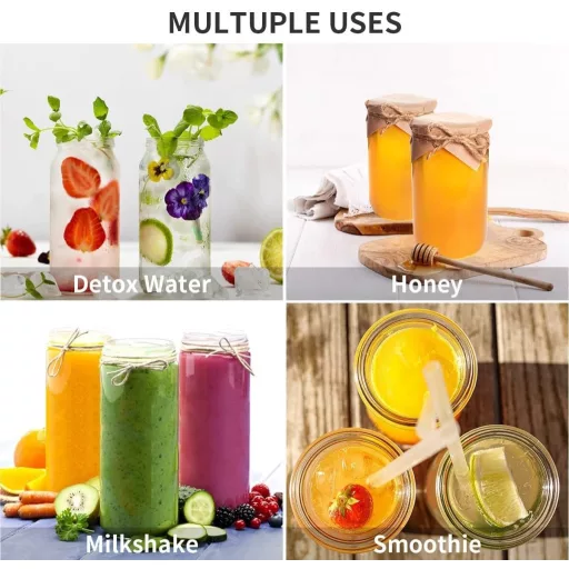 OAMCEG 8 db 500 ml Üveg Palack Szett - Juice Üvegek PP Fedéllel és Szívószálakkal, Mosogatógépben Mosható, Hűtőben Tárolható, Smoothie-hoz é