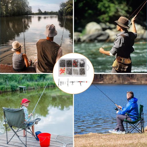 Filltown 160 db Horgász Forgó Készlet Karabiner Csatornák Hordozható Dobozban