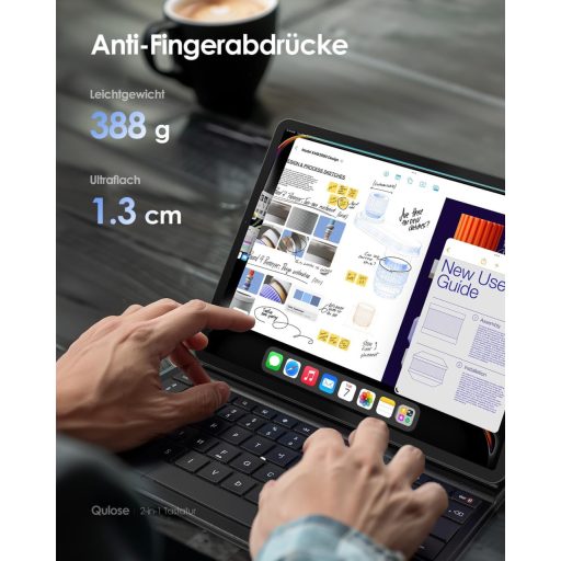 Qulose QWERTZ Tipkovnica Futrola za iPad Air 11" M3/M2 iPad Pro 11" Bluetooth Magnetska Crna