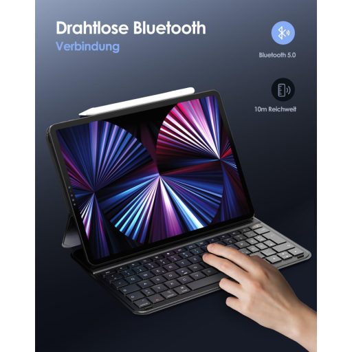 Qulose QWERTZ Tipkovnica Futrola za iPad Air 11" M3/M2 iPad Pro 11" Bluetooth Magnetska Crna