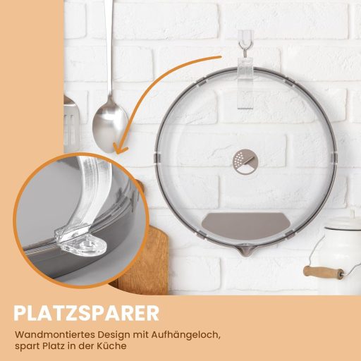 Gracenal Mikrohullámú Ételfedő 26 cm - Integrált Fogantyúval, Páraelvezető Rendszerrel, Fröccsenésgátló Konyhai Kiegészítő, Falra Akasztható