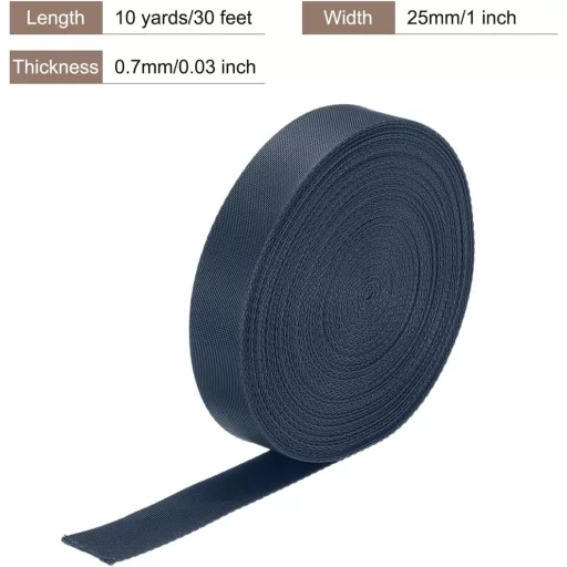 QUARKZMAN Lapos Nejlon Heveder 25mm x 9,1m - Élénkkék Pánt Hátizsák Javításhoz, DIY Projektekhez, Csomagtartóhoz és Kézműves Munkákhoz