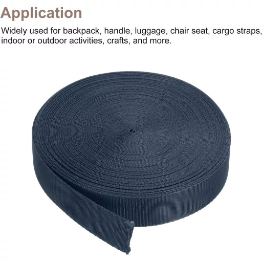 QUARKZMAN Lapos Nejlon Heveder 25mm x 9,1m - Élénkkék Pánt Hátizsák Javításhoz, DIY Projektekhez, Csomagtartóhoz és Kézműves Munkákhoz
