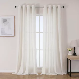   Joydeco Linen Félátlátszó Függöny Szett 2db 260x140cm Krém Fehér