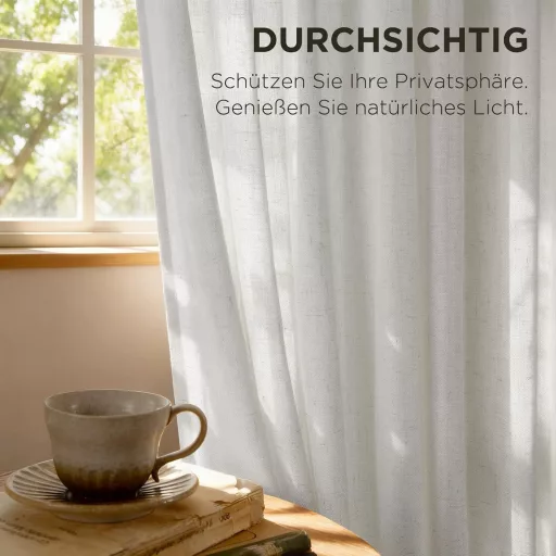 Joydeco Linen Félátlátszó Függöny Szett 2db 260x140cm Krém Fehér