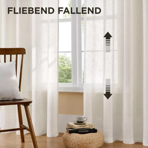Joydeco Linen Félátlátszó Függöny Szett 2db 260x140cm Krém Fehér