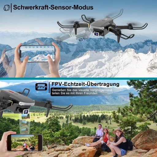 Wipkviey T27 Összecsukható Drón Kamerával - FPV WiFi Élő Közvetítés, 2 Akkumulátor, 30 Perc Repülési Idő, Gravitációs Irányítás, Gesztus Sze
