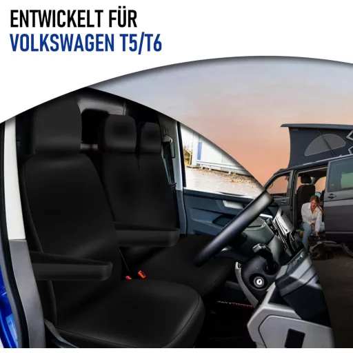 Poťah na autosedačku STEEIRO pre modely VW T5 T6 (2003-2022) - Vodoodolný, 3-miestny ochranný poťah kompatibilný s Volkswagen.