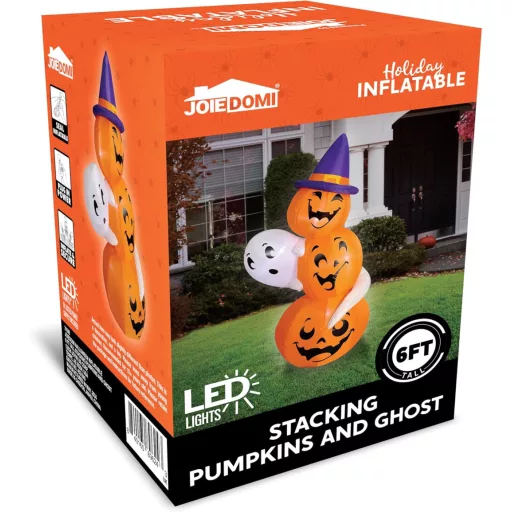 Nafukovacia halloweenska dekorácia Joiedomi 180 cm – Duch a tekvica s čarodejníckym klobúkom