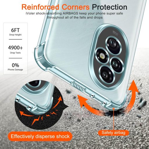 ivoler Átlátszó Szilikon Tok Honor 200 5G Telefonhoz - Ütésálló Sarkokkal, Vékony, Puha TPU Védőtok Karcálló Borítás