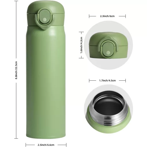 Olerd 500ml rozsdamentes acél termosz palack Fekete - hideg meleg italtartó