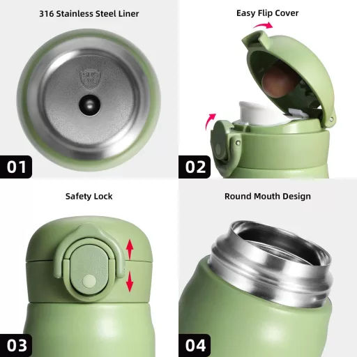 Olerd 500ml rozsdamentes acél termosz palack Fekete - hideg meleg italtartó
