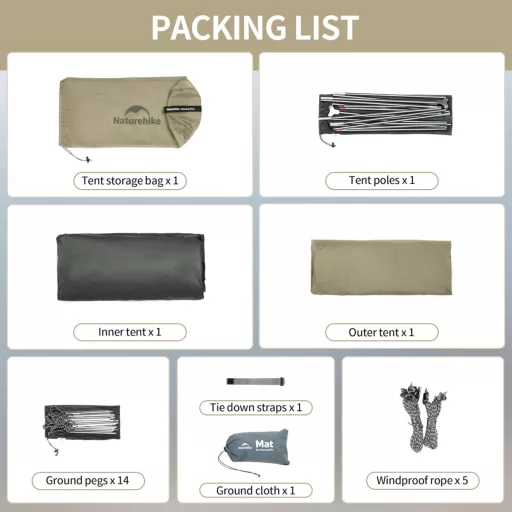 Naturehike Cloud Up Pro 2 személyes könnyű sátor, szélálló vízálló kupola kemping sátor