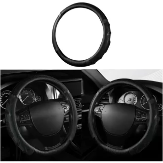   Adunsiaoto Valódi Bőr Autó Kormányhuzat 38cm Fekete Csúszásmentes Sport