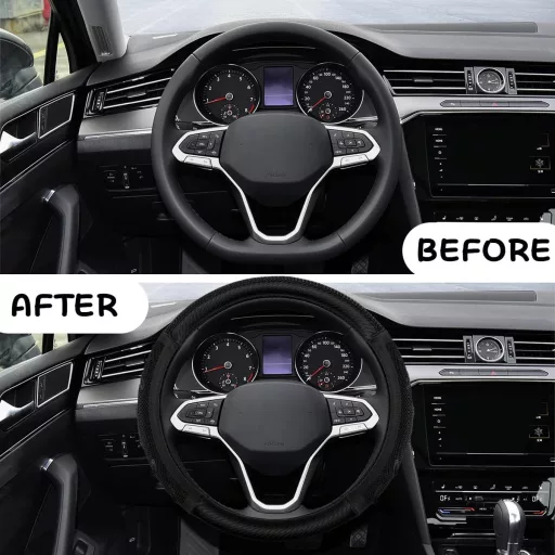 Adunsiaoto Poťah na volant z pravej kože 38 cm čierny protišmykový športový