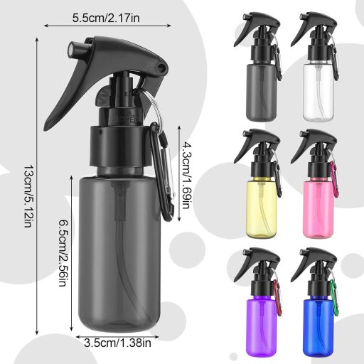 Jostift 60ml utazó spray palack szett 6db - újratölthető mini permetező karabinerrel