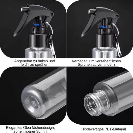 Jostift 60ml utazó spray palack szett 6db - újratölthető mini permetező karabinerrel