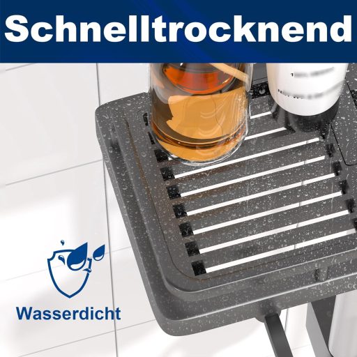 KeZaara tuš polica za kabinu, ABS plastika, 2 kuke, 2 komada, tamnosiva, bez bušenja