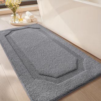   COLOR&GEOMETRY csúszásmentes fürdőszobai szőnyeg 61x105 cm szürke, puha és mosható
