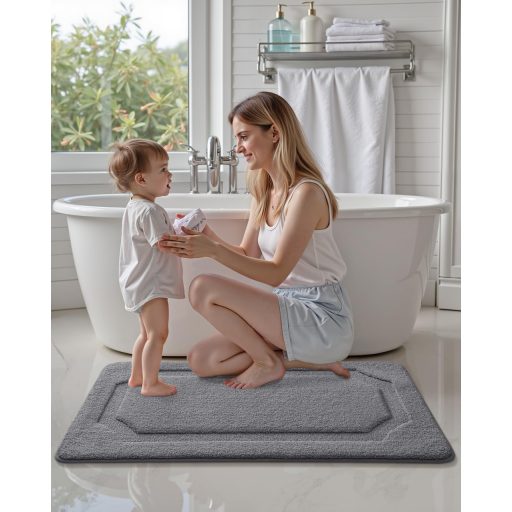 Protišmyková kúpeľňová predložka COLOR&GEOMETRY 61x92 cm béžová, mäkká a prateľná