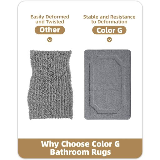 COLOR&GEOMETRY csúszásmentes fürdőszobai szőnyeg 61x105 cm szürke, puha és mosható