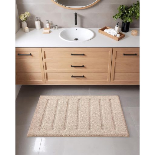 Protišmyková kúpeľňová predložka COLOR&GEOMETRY 61x92 cm béžová, mäkká a prateľná