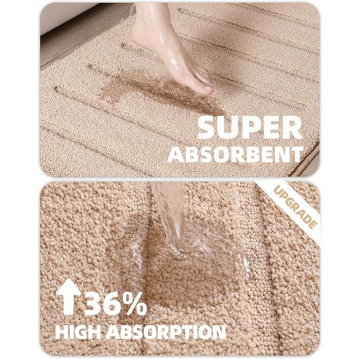 COLOR&GEOMETRY csúszásmentes fürdőszobai szőnyeg 61x92 cm bézs, puha és mosható