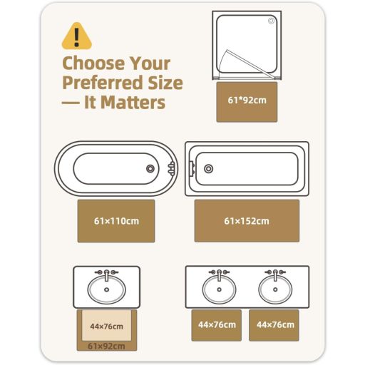 COLOR&GEOMETRY covor antiderapant pentru baie, 61x92 cm, bej, moale și lavabil.