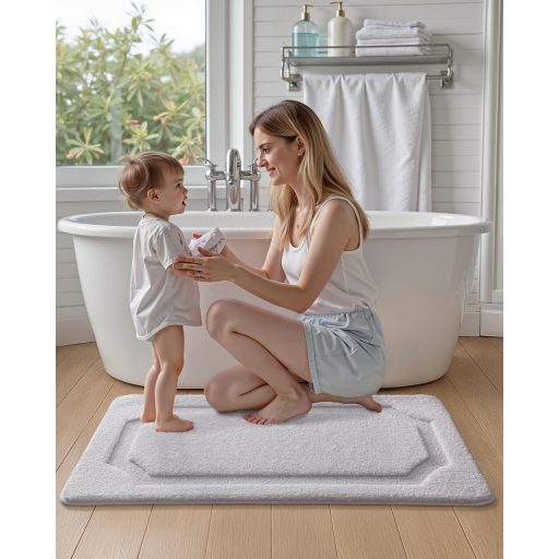 Protišmyková kúpeľňová predložka COLOR&GEOMETRY 61x92 cm biela, prateľná