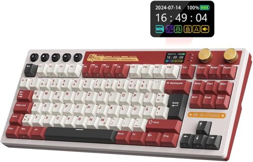 RK ROYAL KLUDGE M87 Mechanikus Gamer Billentyűzet - 75% TKL, Vezeték Nélküli, Kijelzővel, Dupla Gombbal, RGB, 7500 mAh, Hot-Swap Linear Crea