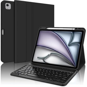   SENGBIRCH iPad Air 13" (M2, 2024) Bluetooth Tipkovnica i Futrola - Odvojiva Magnetska Tipkovnica, PU Kožna Zaštitna Futrola Otporna na Udarce, Crna