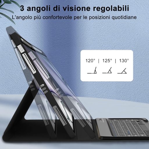 SENGBIRCH iPad Air 13" (M2, 2024) Bluetooth Tipkovnica i Futrola - Odvojiva Magnetska Tipkovnica, PU Kožna Zaštitna Futrola Otporna na Udarce, Crna