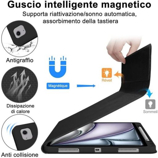 SENGBIRCH iPad Air 13" (M2, 2024) Bluetooth Tipkovnica i Futrola - Odvojiva Magnetska Tipkovnica, PU Kožna Zaštitna Futrola Otporna na Udarce, Crna