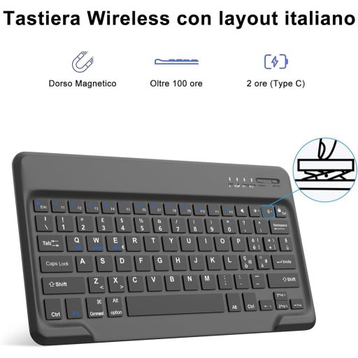 SENGBIRCH iPad Air 13" (M2, 2024) Bluetooth Billentyűzetes Tok - Levehető Mágneses Billentyűzet, Ütésálló PU Bőr Védőtok, Fekete