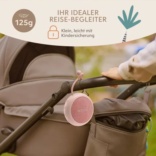 Sweety Fox Fehérzaj Készülék Babáknak - Rózsaszín Altatógép 15 Hanggal, USB Tölthető Éjszakai Fénnyel, Altató Dallamokkal