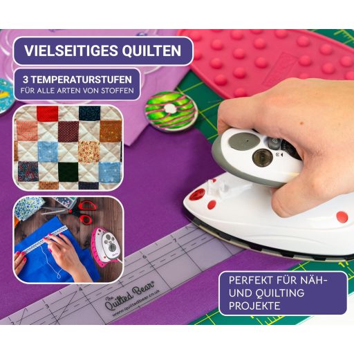 The Quilted Bear Utazó Vasaló Kerámia Talppal, Hordozható Mini Vasaló Gőzfunkcióval