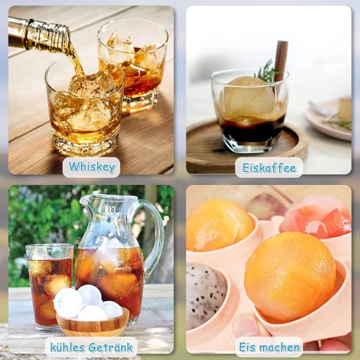 HONYAO Szilikon Jégkocka Készítő Fedéllel - 6 cm-es Kerek Jéggolyó Forma, BPA-mentes, Összehajtható, Szivárgásmentes Jégkészítő Tálca