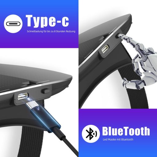 megoo LED maska s Bluetooth ovládaním gestami na karneval, Halloween a cosplay párty